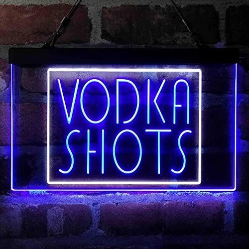 Vodka Shots Bar Dual LED Neon Light Sign